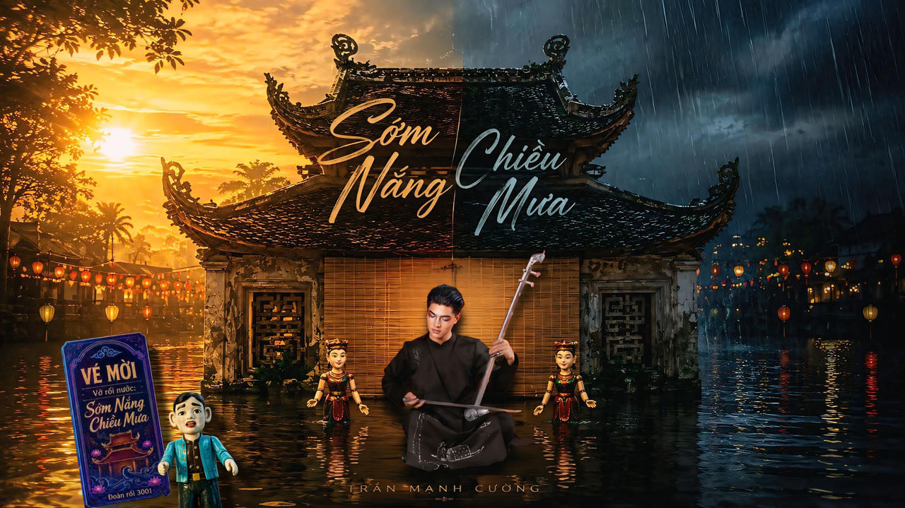 Chất liệu văn hóa Bắc Bộ được nhạc sĩ Trần Mạnh Cường đưa vào không gian thị giác với những địa danh, lễ hội, kiến trúc và nghệ thuật trình diễn truyền thống (Ảnh M.C).