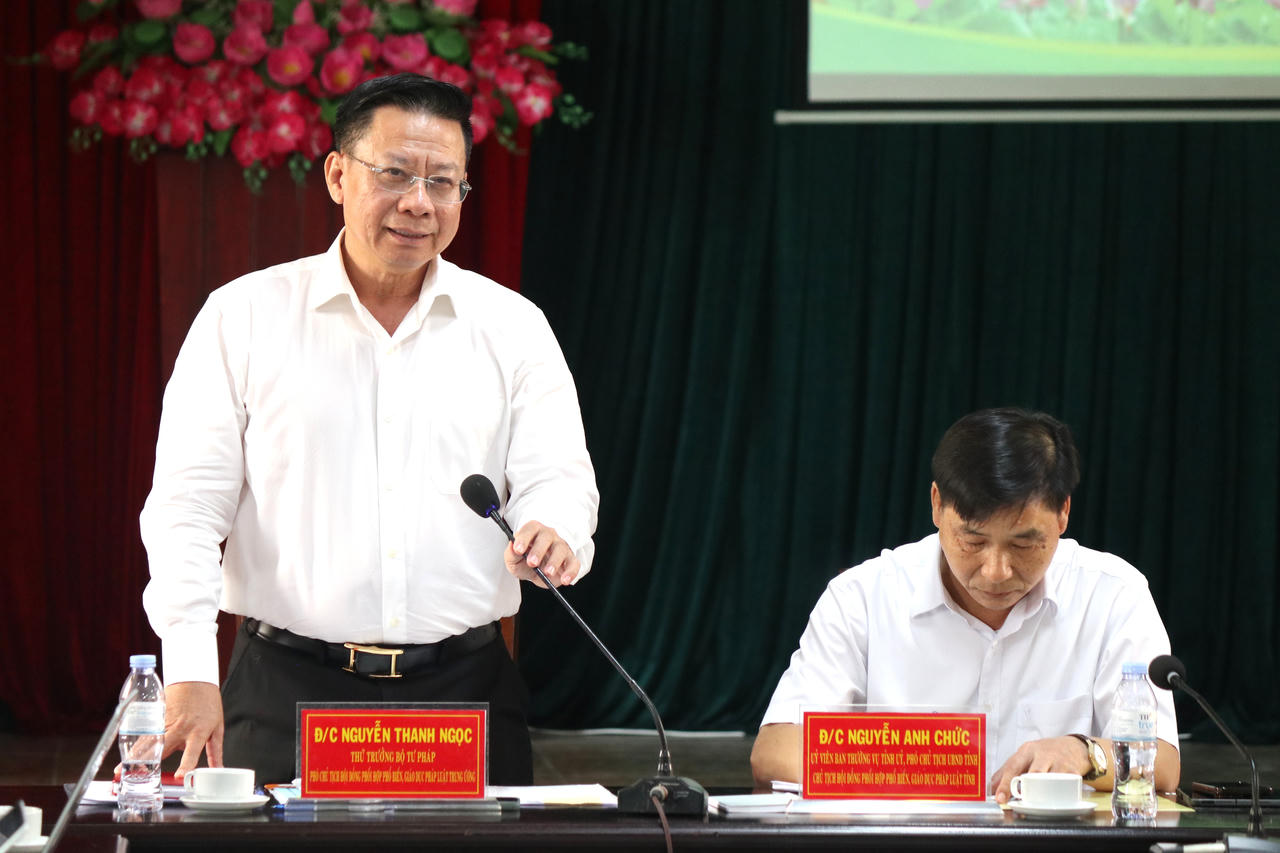 Thứ trưởng Bộ Tư pháp Nguyễn Thanh Ngọc phát biểu kết luận Hội nghị (Ảnh: Trọng Kửu)