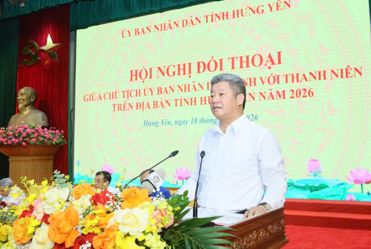 Chủ tịch UBND tỉnh Hưng Yên -  Nguyễn Mạnh Quyền phát biểu tại Hội nghị (Ảnh: Vũ Hùng)