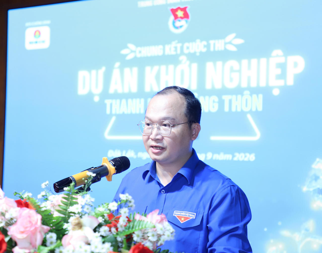 Ông Cảnh Chí Quân, Ủy viên BCH, Phó Trưởng ban Công tác Thanh thiếu nhi Trung ương Đoàn phát biểu khai mạc. (Ảnh: Đ.Hải)