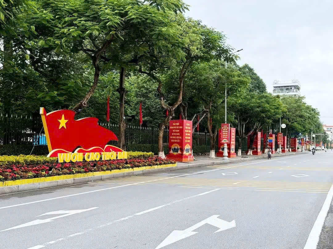 Các trục đường chính đều được trang trí pano đón mừng sự kiện trọng đại của Bắc Ninh. (Ảnh TT)