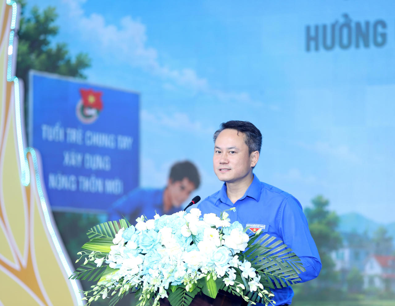 Bí thư Trung ương Đoàn, Chủ tịch Trung ương Hội Liên hiệp Thanh niên Việt Nam Nguyễn Kim Quy phát biểu tại chương trình. (Ảnh: BTC)