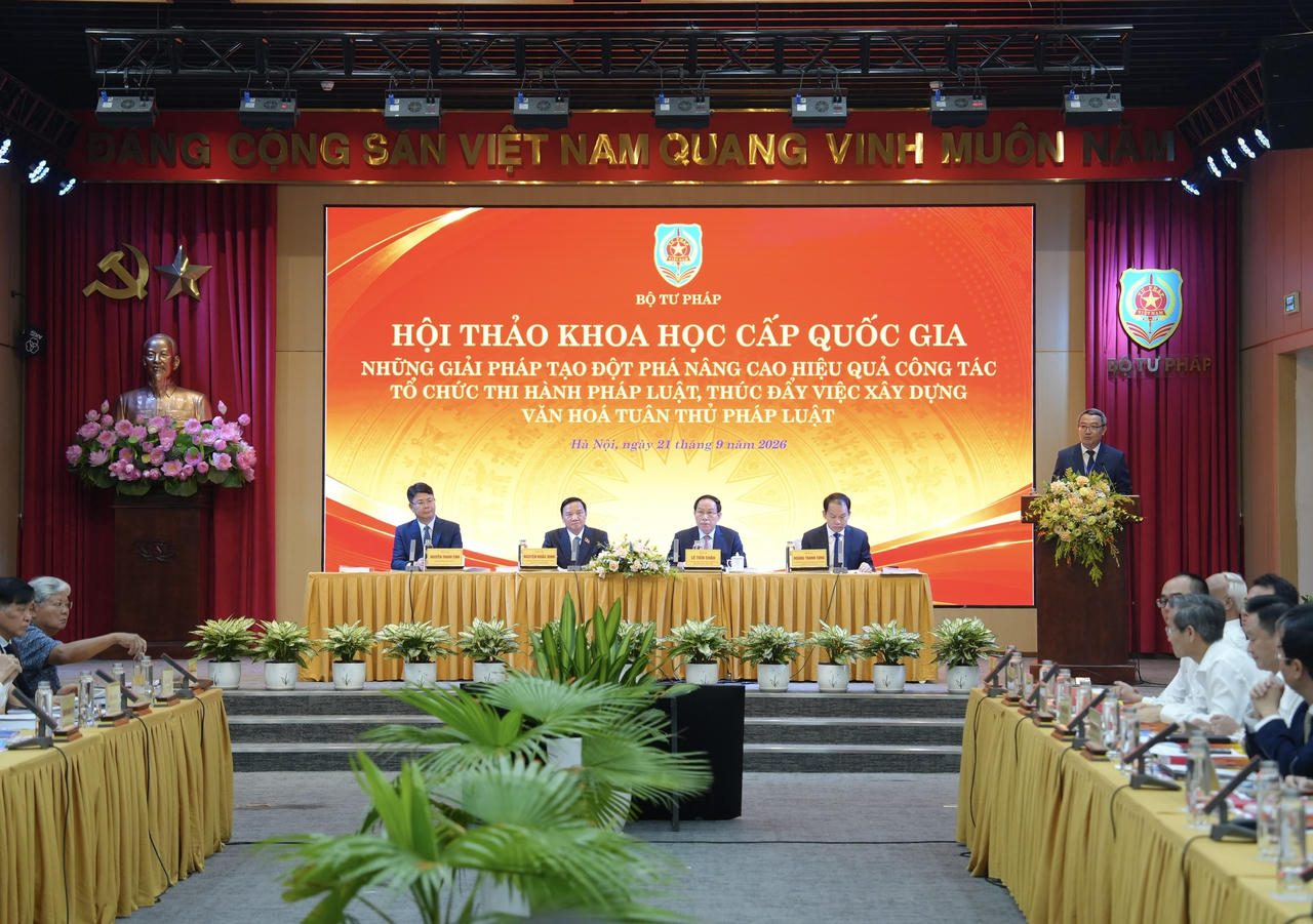 Hôm nay, Hội thảo khoa học quốc gia về những giải pháp tạo đột phá nâng cao hiệu quả công tác tổ chức thi hành pháp luật