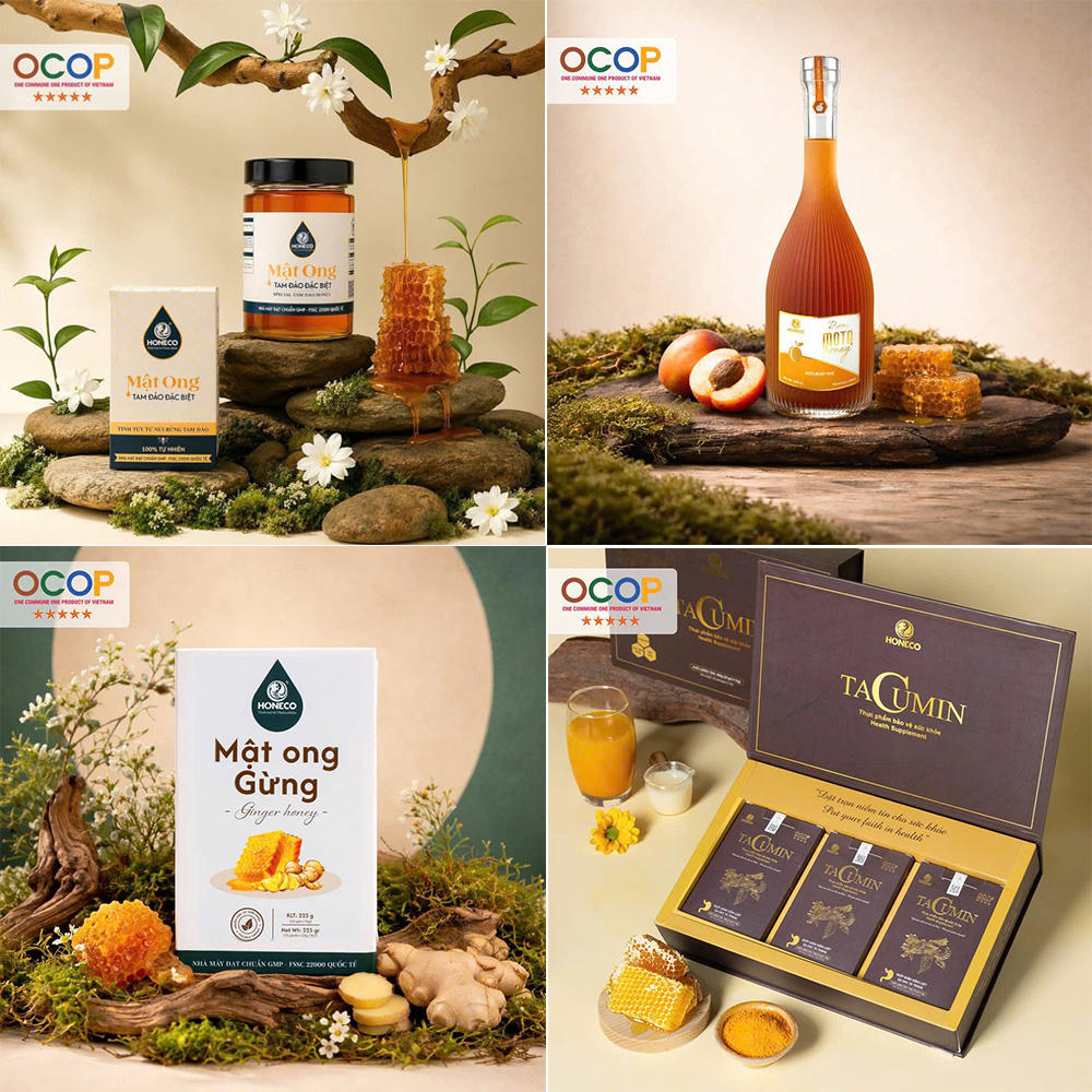 Các sản phẩm OCOP 5 sao của Công ty Cổ phần Ong Tam Đảo.(ảnh: ĐVCC)