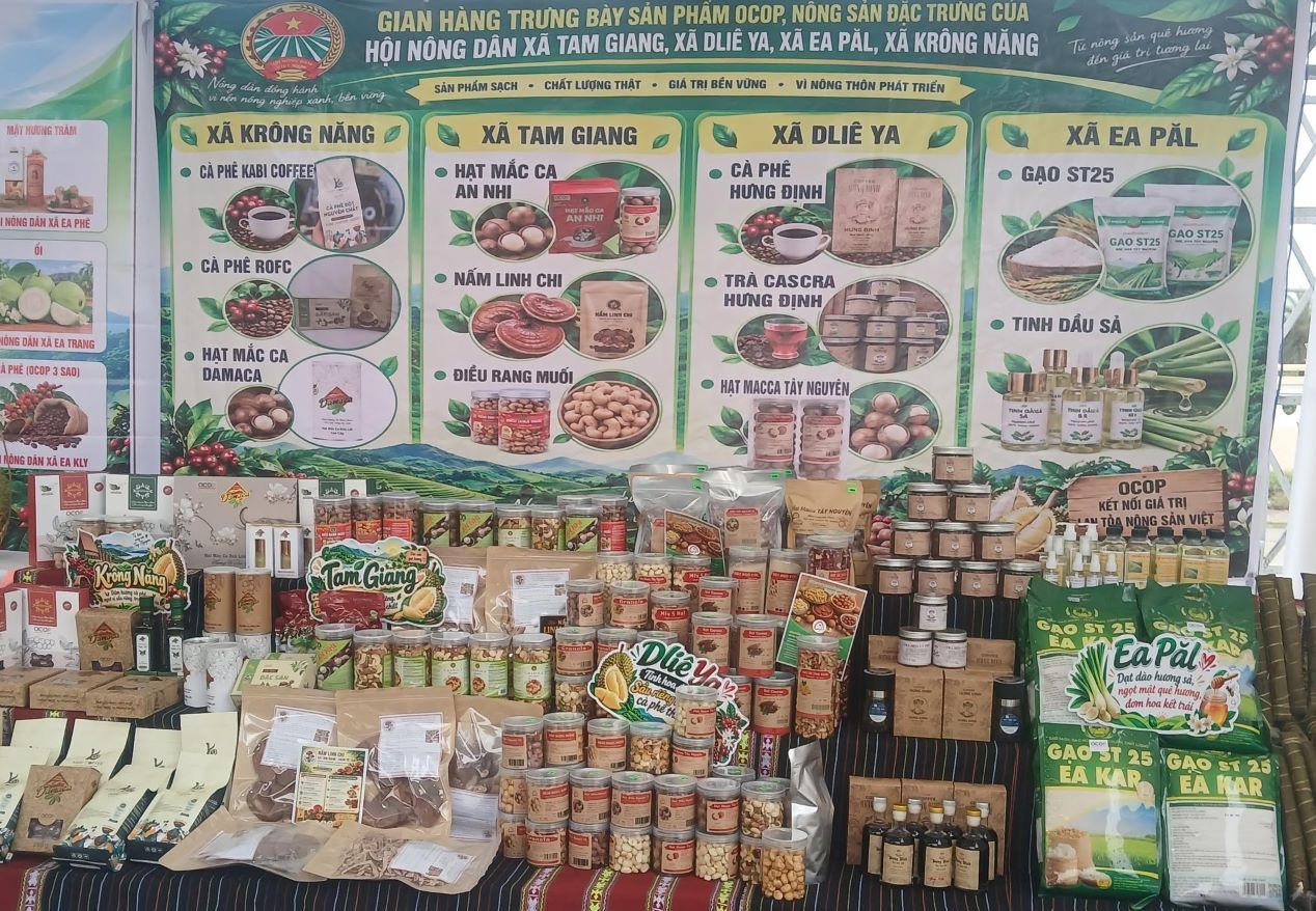 Gian trưng bày các sản phẩm OCOP của các địa phương tại Đắk Lắk. Ảnh DV.