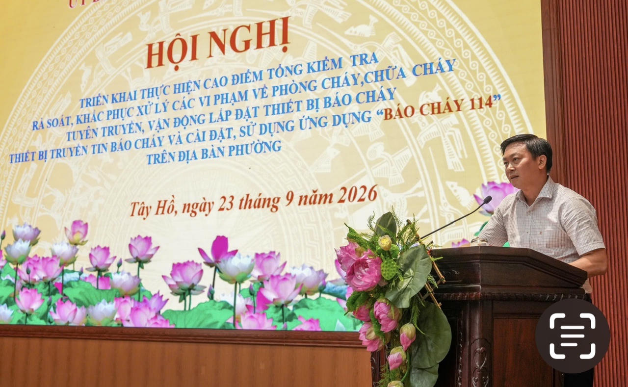 Trưởng phòng Kinh tế, Hạ tầng và Đô thị phường Tây Hồ Nguyễn Văn Tưởng tại Hội nghị (Ảnh: Ngọc Tú)