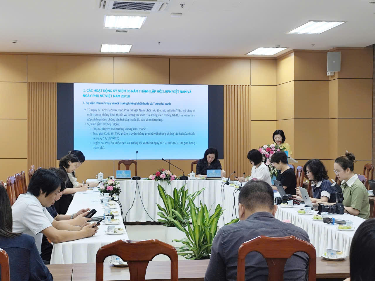Ngày 24/9/2026, Trung ương Hội Liên hiệp Phụ nữ (LHPN) Việt Nam họp báo cung cấp một số thông tin về những hoạt động nổi bật trong chuỗi kỷ niệm 96 năm thành lập Hội LHPN Việt Nam và Ngày Phụ nữ Việt Nam 20/10. (Ảnh: PV)