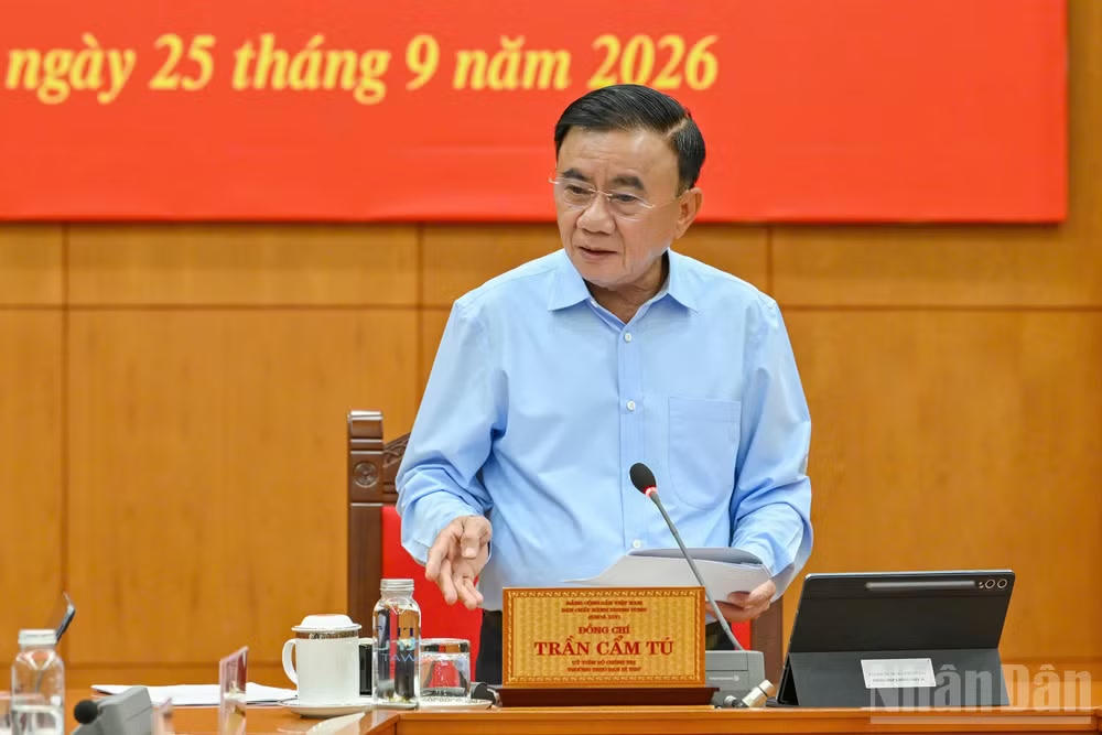 Thường trực Ban Bí thư Trần Cẩm Tú phát biểu chỉ đạo tại phiên họp. Ảnh: nhandan.vn
