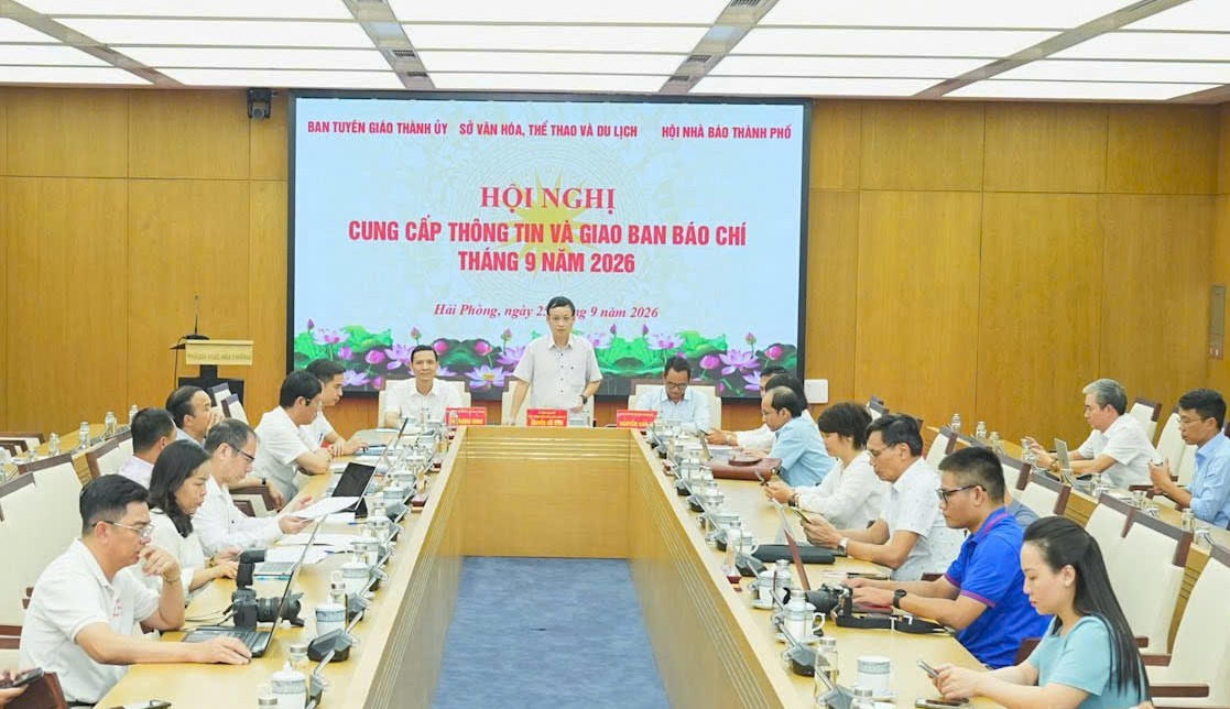 Quang cảnh hội nghị cung cấp thông tin và giao ban báo chí chiều 25/9. (Ảnh: Nguyên An)