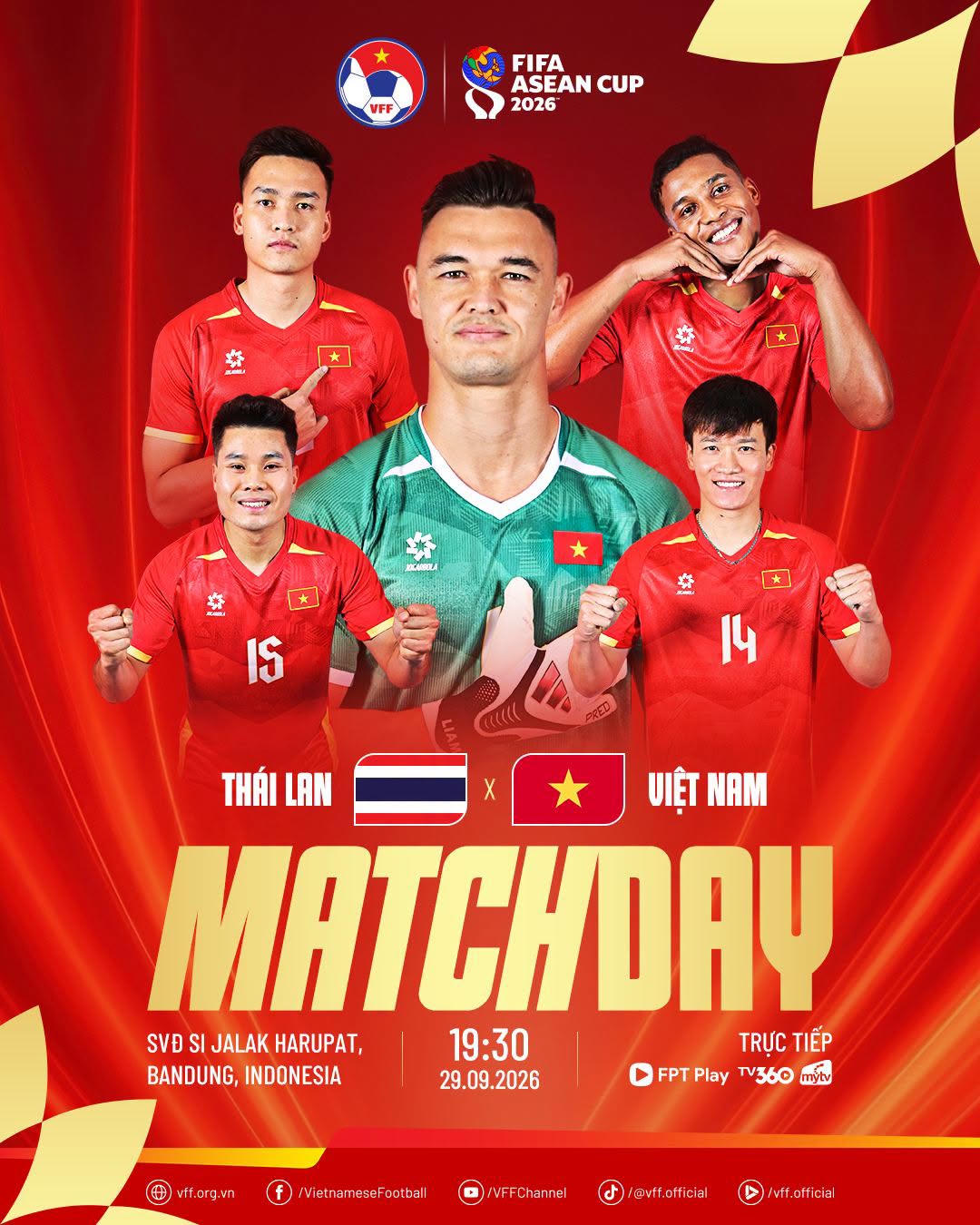 Tối 29/9, Những Chiến binh Sao Vàng sẽ bước vào trận thư hùng đáng xem nhất tại bảng B FIFA ASEAN Cup 2026 với Thái Lan