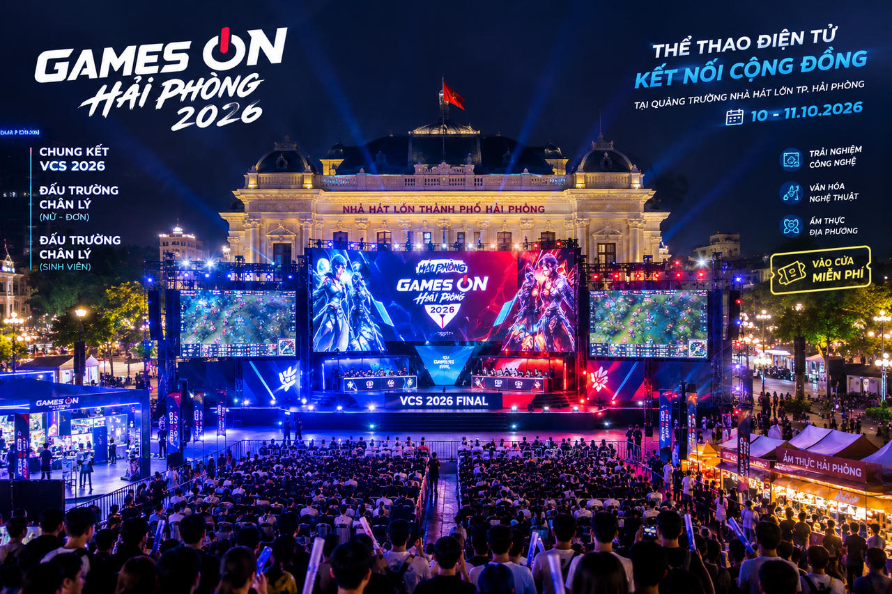 Vòng chung kết thể thao điện tử quốc gia Games ON Hải Phòng 2026 sẽ được tổ chức tại Phố đi bộ - ẩm thực đêm Thành phố
