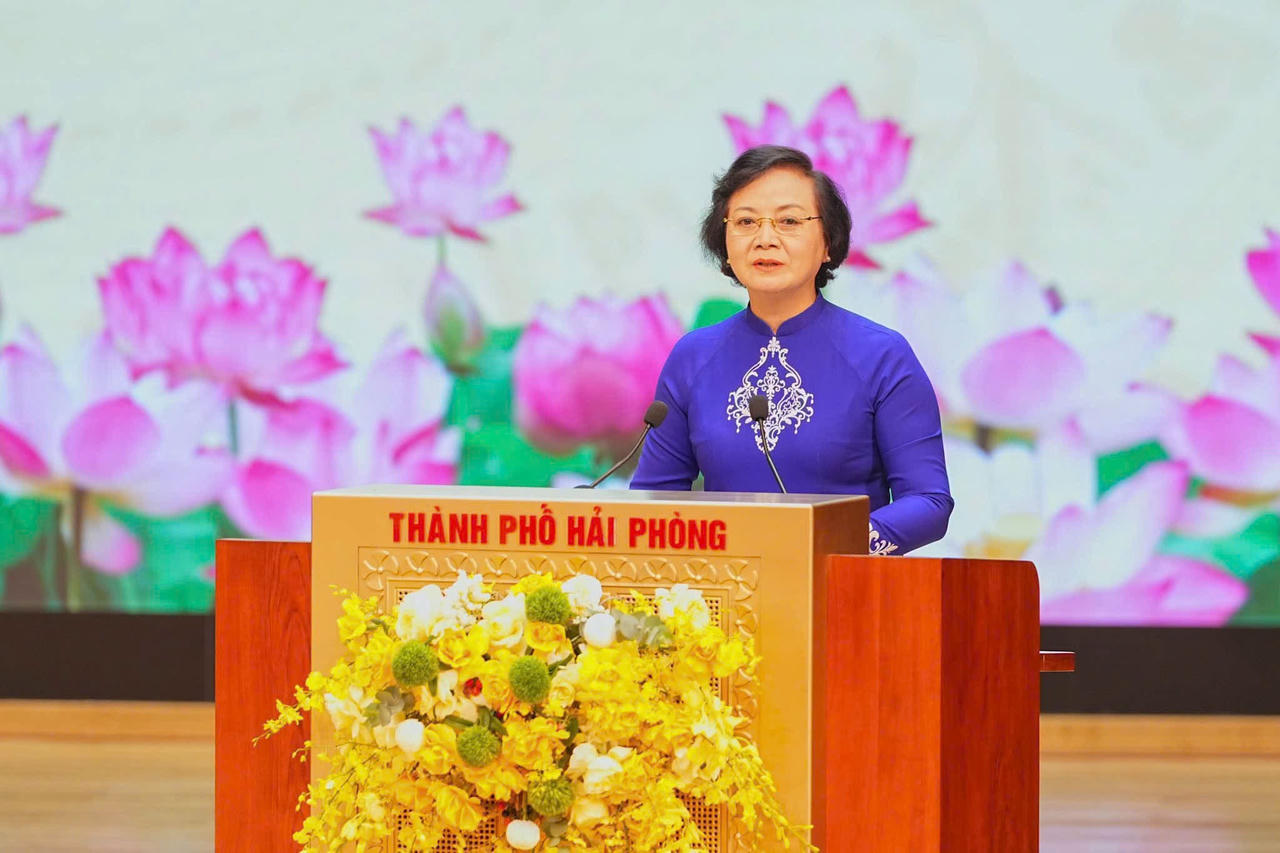 Phó Thủ tướng Phạm Thị Thanh Trà phát biểu tại Lễ phát động Tháng hành động vì người cao tuổi Việt Nam năm 2026 tại Hải Phòng. (Ảnh: Đàm Thanh)