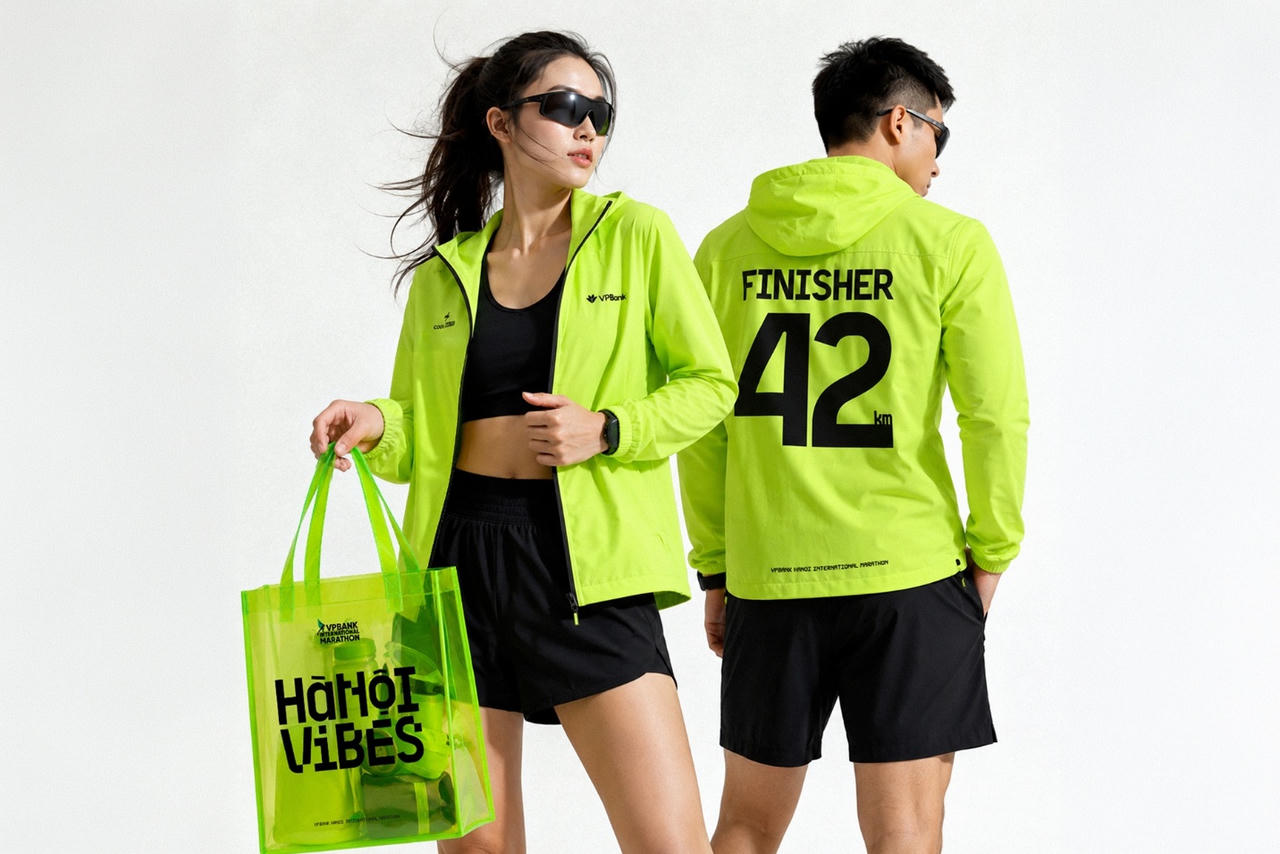 Áo khoác dành cho Finisher lần đầu xuất hiện tại VPBank Hanoi International Marathon.