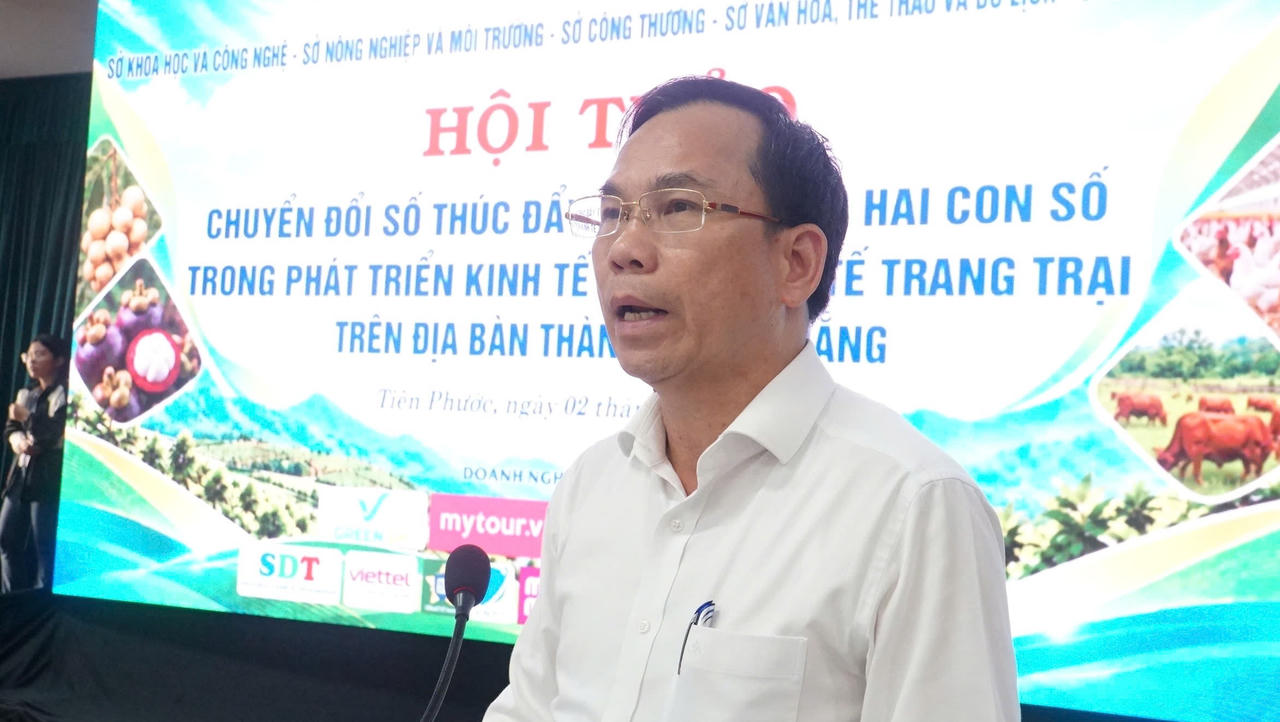 Ông Nguyễn Thanh Hồng, Giám đốc Sở Khoa học và Công nghệ TP Đà Nẵng phát biểu khai mạc. (Ảnh: Tấn Việt)