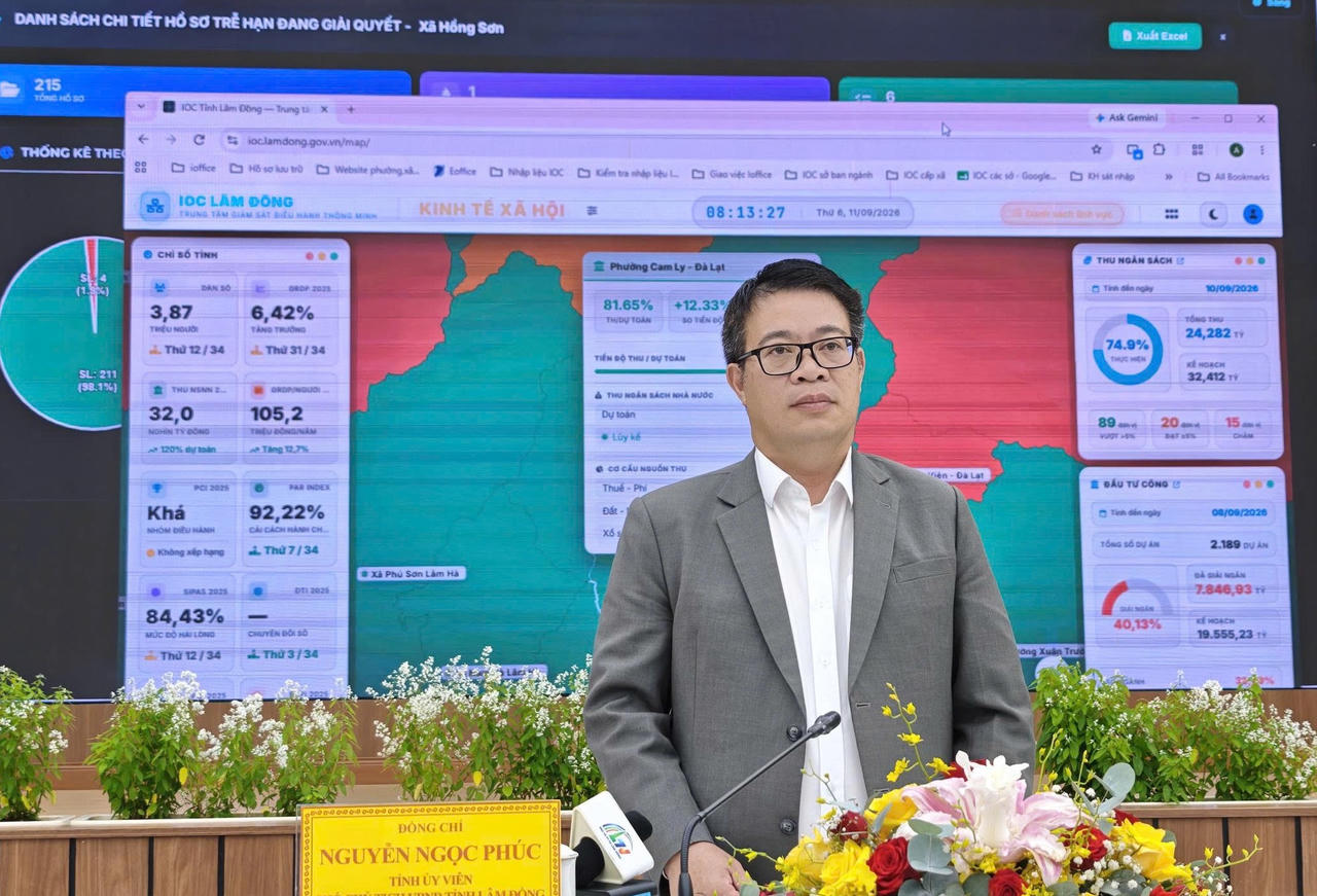 Ông Nguyễn Ngọc Phúc - Phó Chủ tịch UBND tỉnh Lâm Đồng chia sẻ về kết quả chuyển đổi số ở địa phương. Ảnh: M.Long.