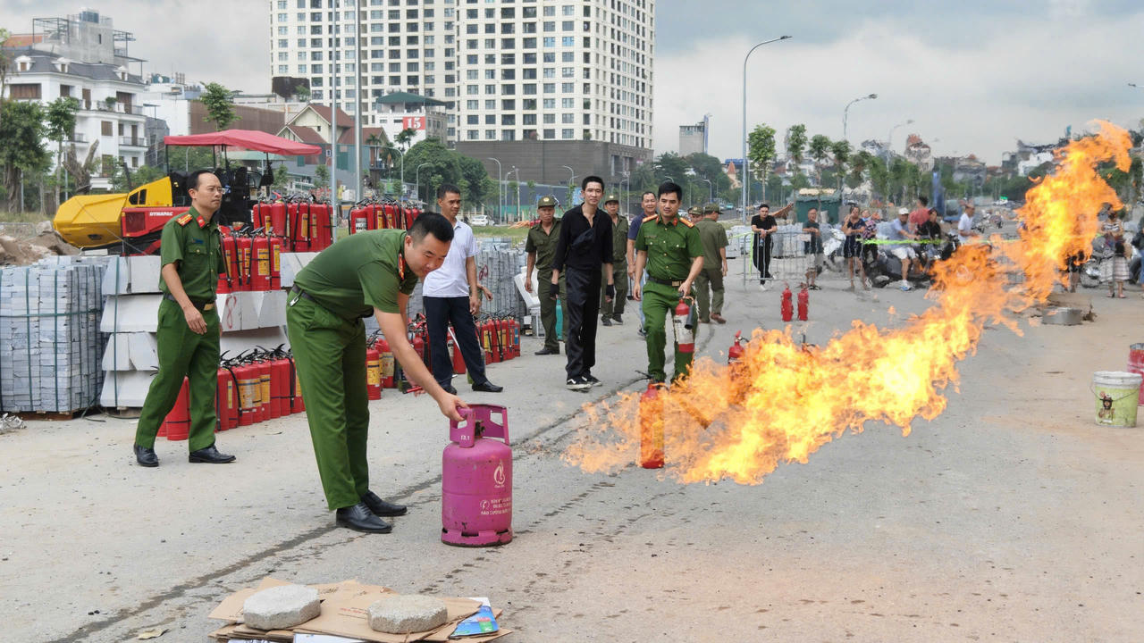 Công an phường Tây Hồ phối hợp tổ chức diễn tập, trải nghiệm phòng cháy, chữa cháy tại cộng đồng