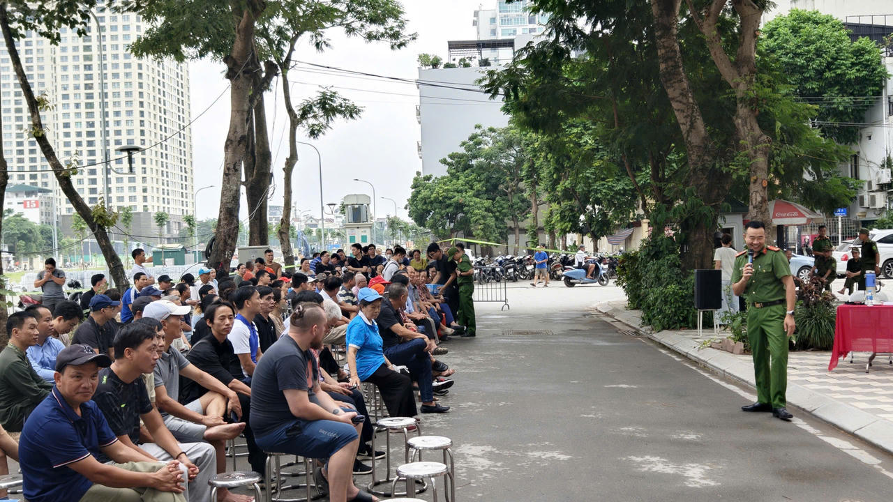 Công an phường Tây Hồ phối hợp tổ chức diễn tập, trải nghiệm phòng cháy, chữa cháy tại cộng đồng