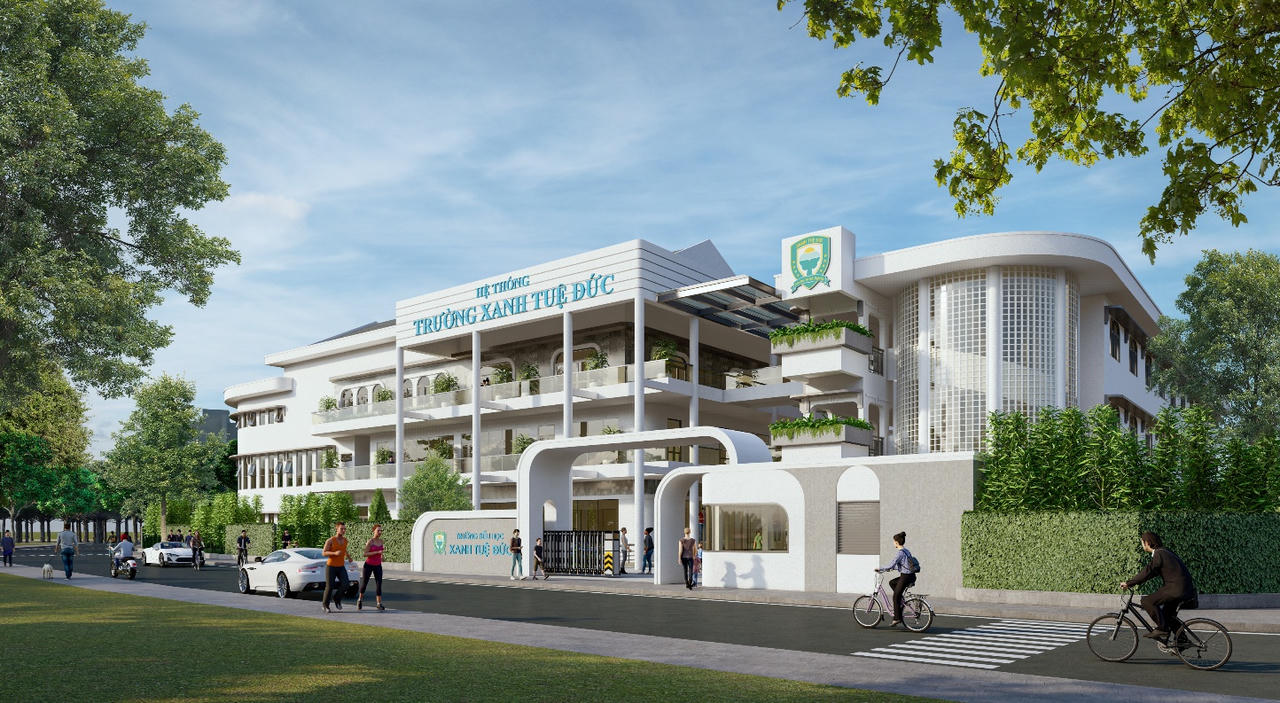 Trường tiểu học Xanh Tuệ Đức tại Thành Phố Cà Phê có diện tích gần 5.000 m², hệ thống không gian học tập, vận động, năng khiếu, phát triển thế hệ trẻ trên nền tảng “Ba gốc rễ” Đạo đức – Trí tuệ – Nghị lực.