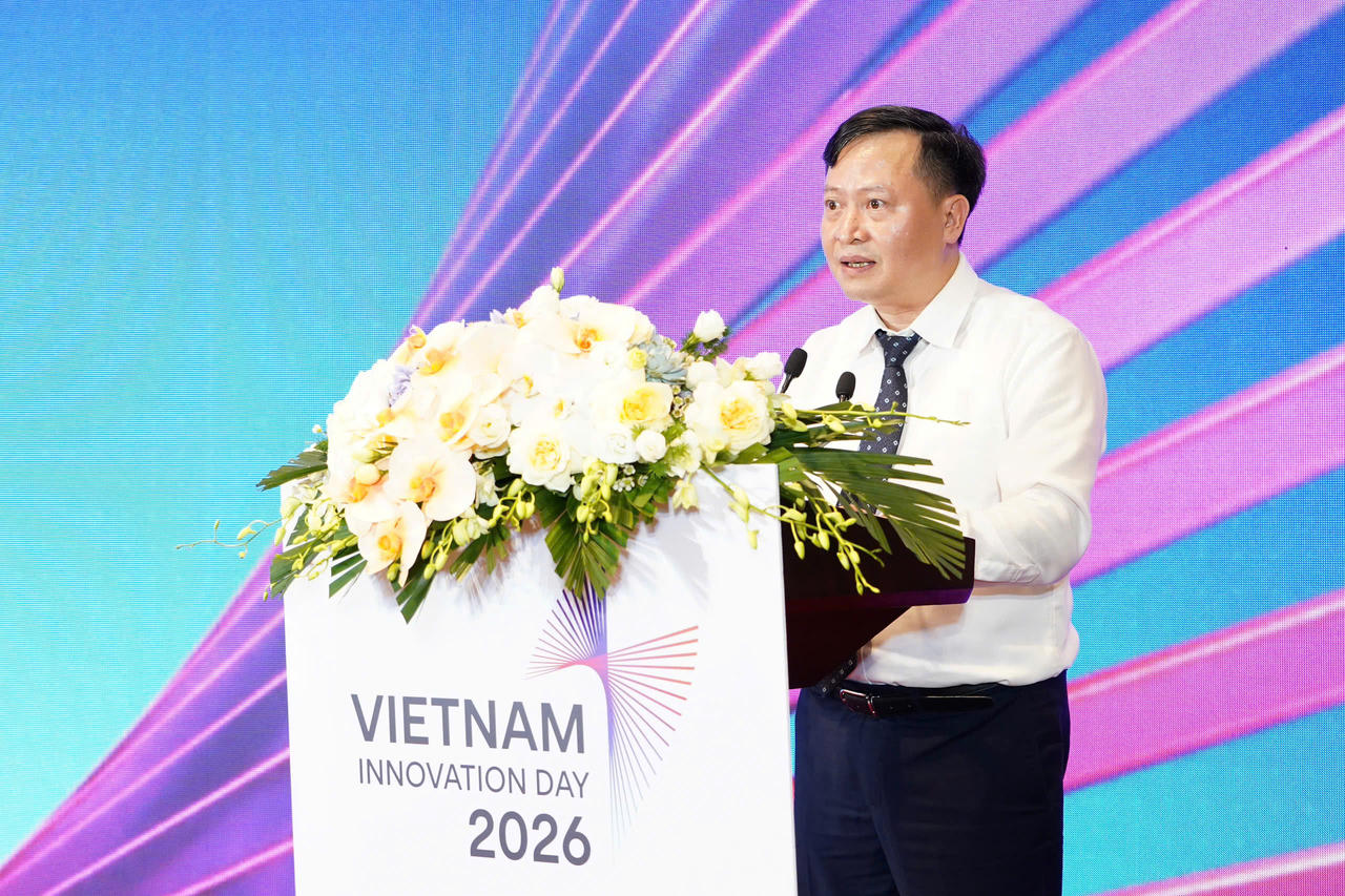 Ông Nguyễn Mai Dương, Cục trưởng Cục Đổi mới sáng tạo phát biểu khai mạc tại Diễn đàn. (Ảnh: MST)