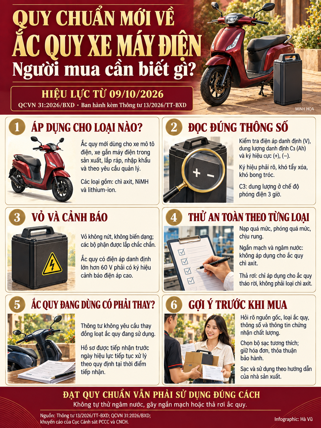 Quy chuẩn mới về ắc quy xe máy điện: Người mua cần biết gì?