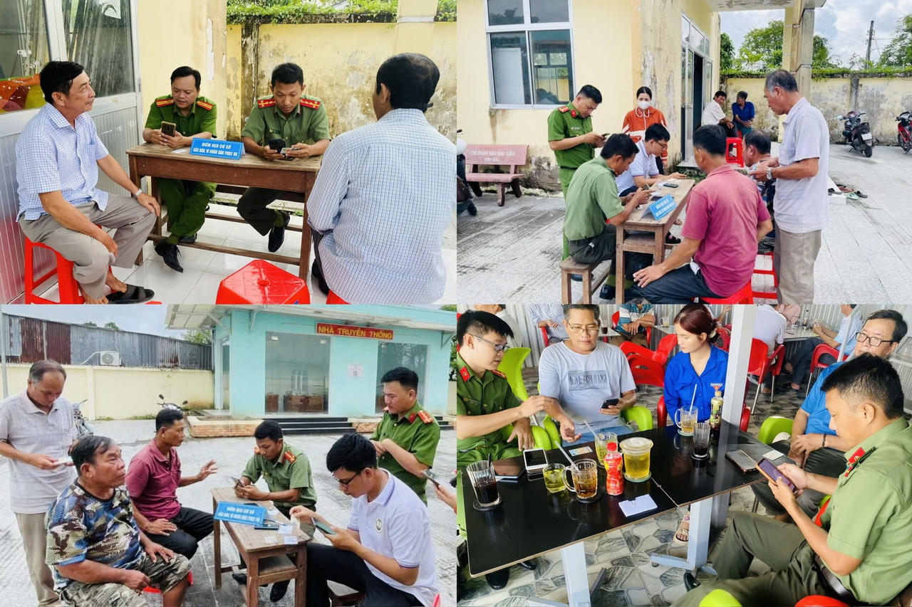 Công an xã Châu Thới thực hiện mô hình “Điểm hẹn cơ sở”, hỗ trợ người dân sử dụng các tiện ích số (Ảnh: H.Đ).