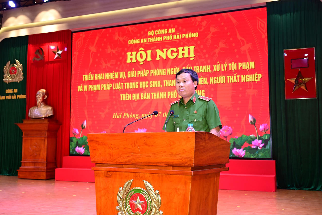 Trung tướng Trần Ngọc Hà, Cục trưởng Cục Cảnh sát hình sự, Bộ Công an phát biểu tại Hội nghị (Ảnh CATP)