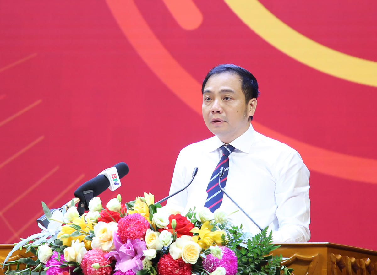 Ông Đào Thanh Trường - Phó Chủ tịch UBND thành phố Bắc Ninh phát biểu khai mạc hội thảo. (Ảnh: Cổng TTĐT Bắc Ninh)