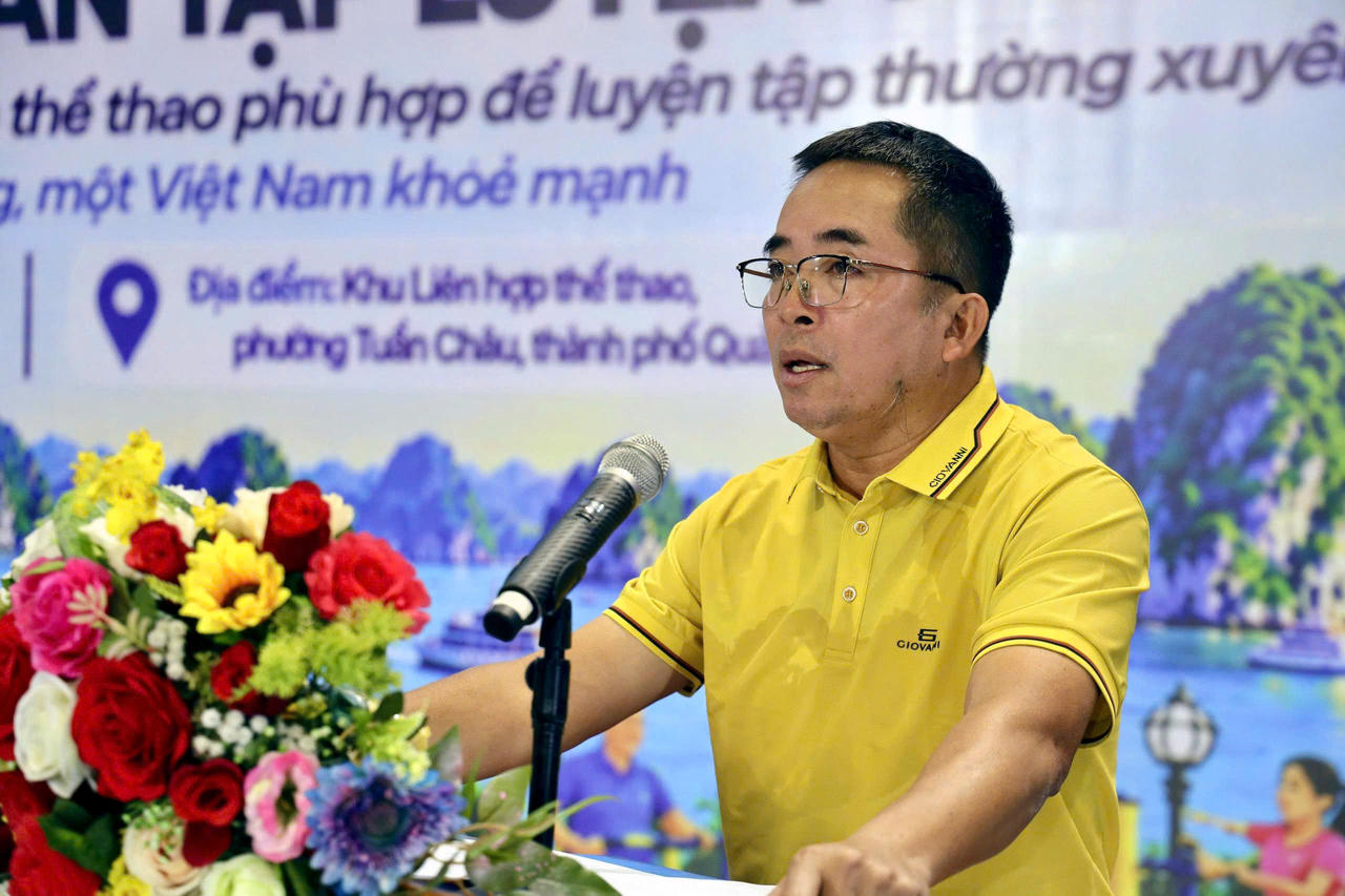 Ông Nguyễn Thanh Tùng - Phó Giám đốc Sở Văn hóa, Thể thao và Du lịch thành phố Quảng Ninh phát biểu tại buổi lễ. (Ảnh: Công Hoan)