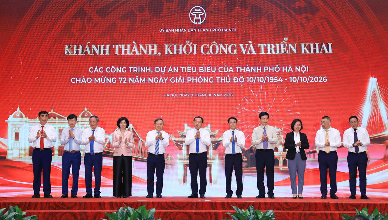 Lãnh đạo TP Hà Nội tại Lễ Khánh thành, khởi công và triển khai thực hiện các công trình, dự án tiêu biểu của TP chào mừng kỷ niệm 72 năm Ngày Giải phóng Thủ đô.