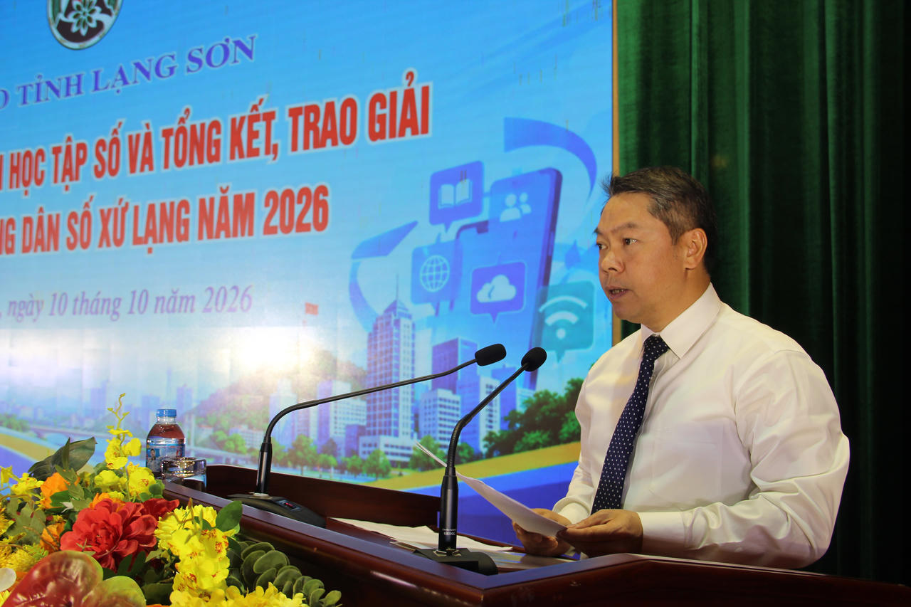 Phó Chủ tịch UBND tỉnh Lạng Sơn Đoàn Thanh Sơn phát biểu tại sự kiện. Ảnh: HM