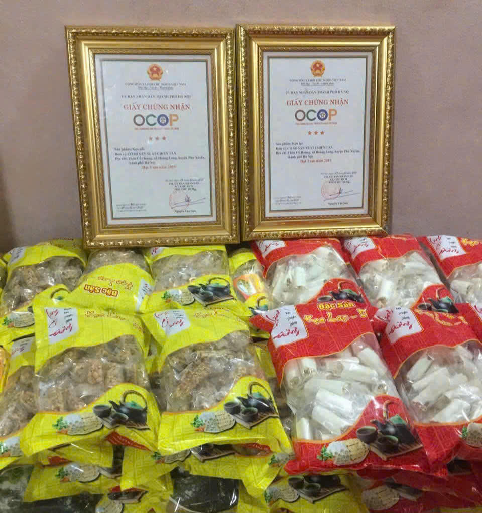 Các sản phẩm kẹo lạc, kẹo dồi Chiến Tấn được công nhận OCOP 3 sao năm 2019.