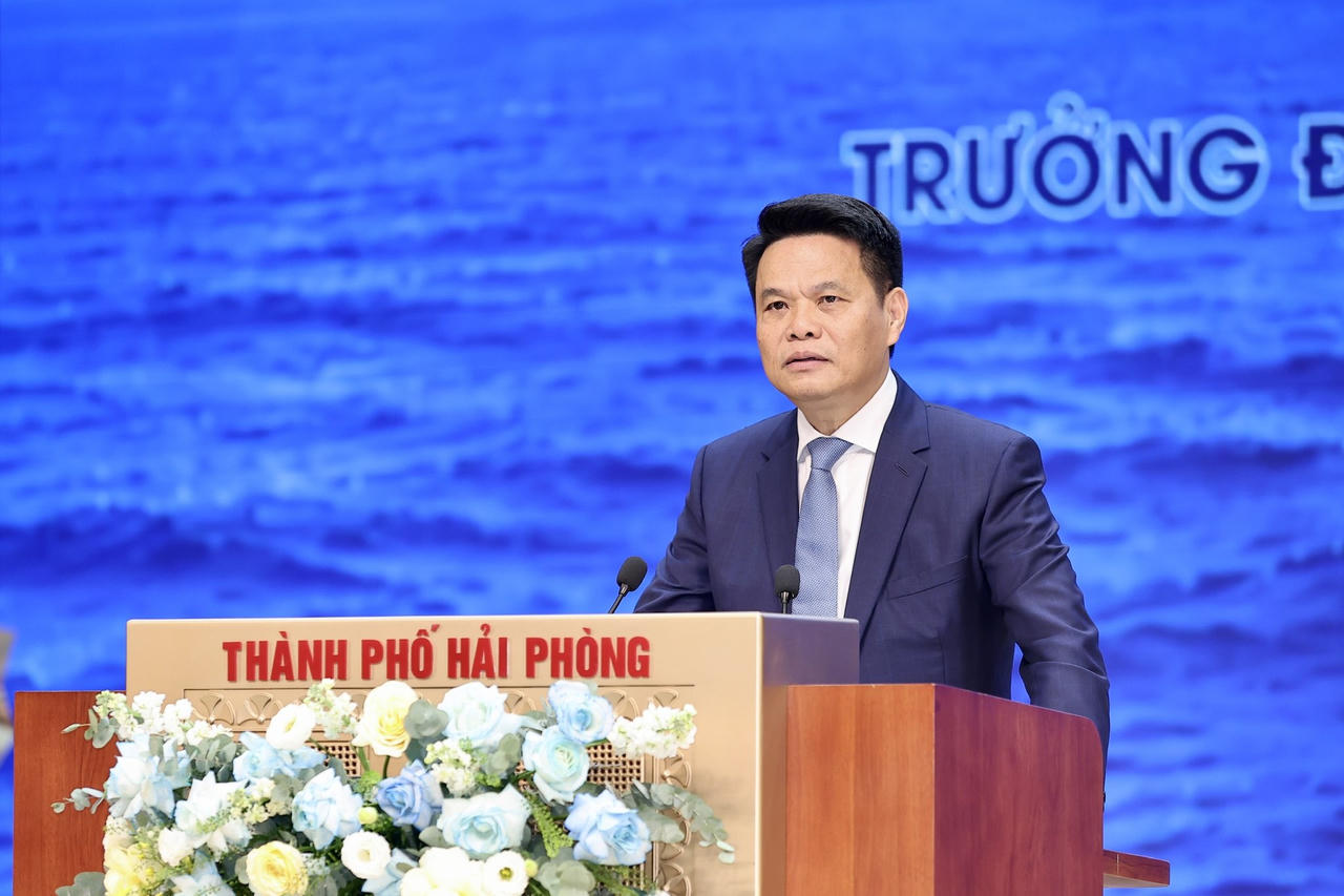 Bí thư Thành ủy Hải Phòng Lê Ngọc Châu phát biểu tại hội nghị. (Ảnh: Việt Cường)