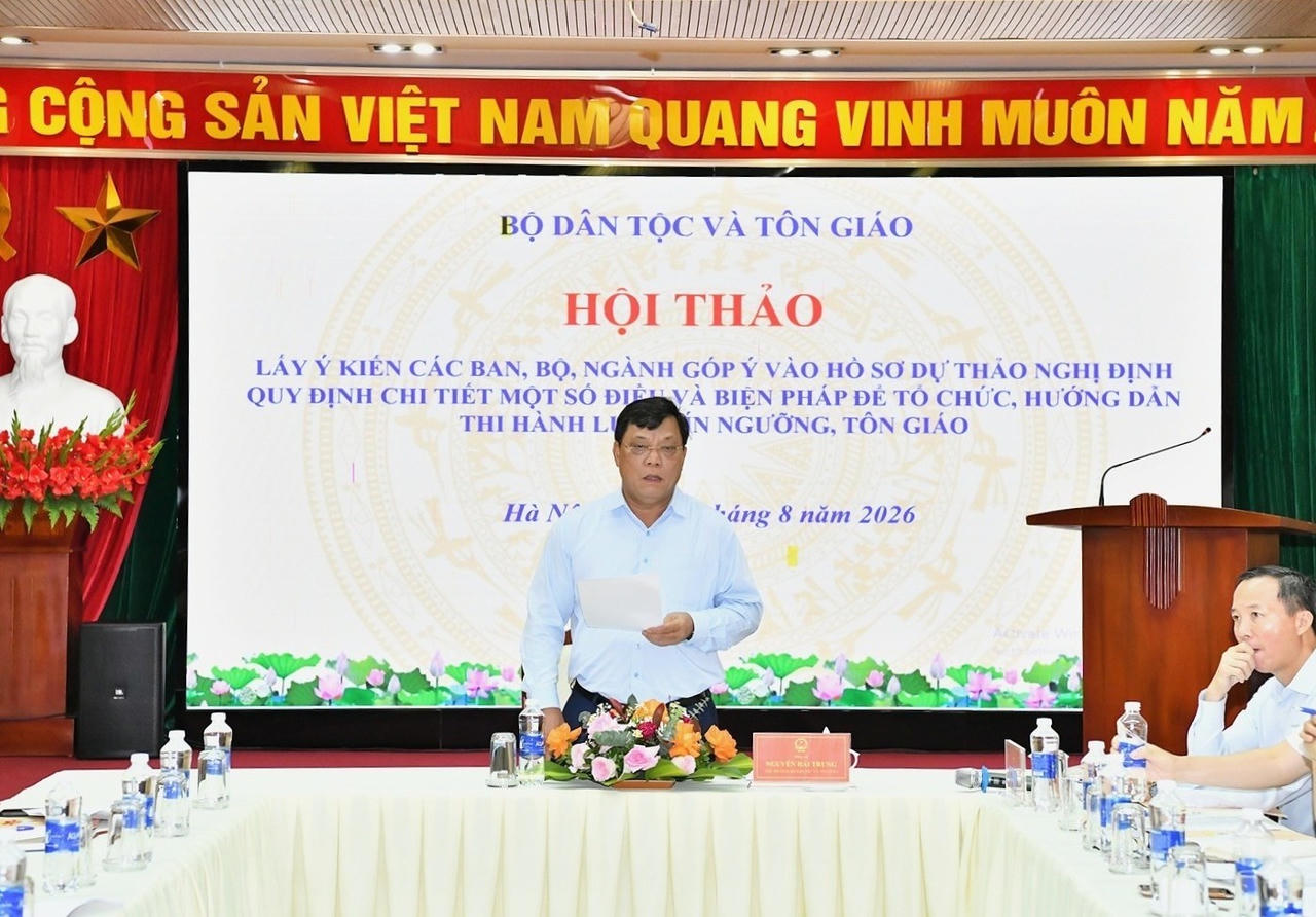 Bộ Dân tộc và Tôn giáo chủ trì xây dựng Nghị định hướng dẫn thi hành Luật Tín ngưỡng, tôn giáo năm 2026 và tổ chức nhiều hội nghị lấy ý kiến xây dựng nghị định.(Nguồn ảnh: Bộ Dân tộc và Tôn giáo)