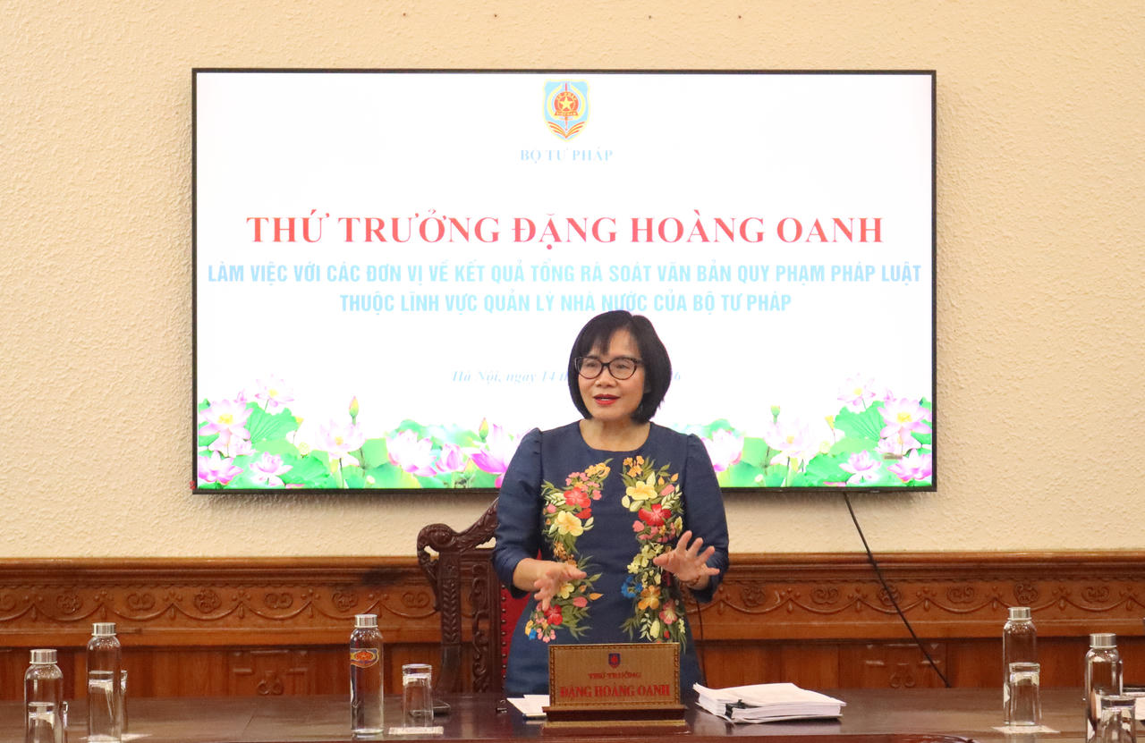 Thứ trưởng Đặng Hoàng Oanh phát biểu tại cuộc làm việc.