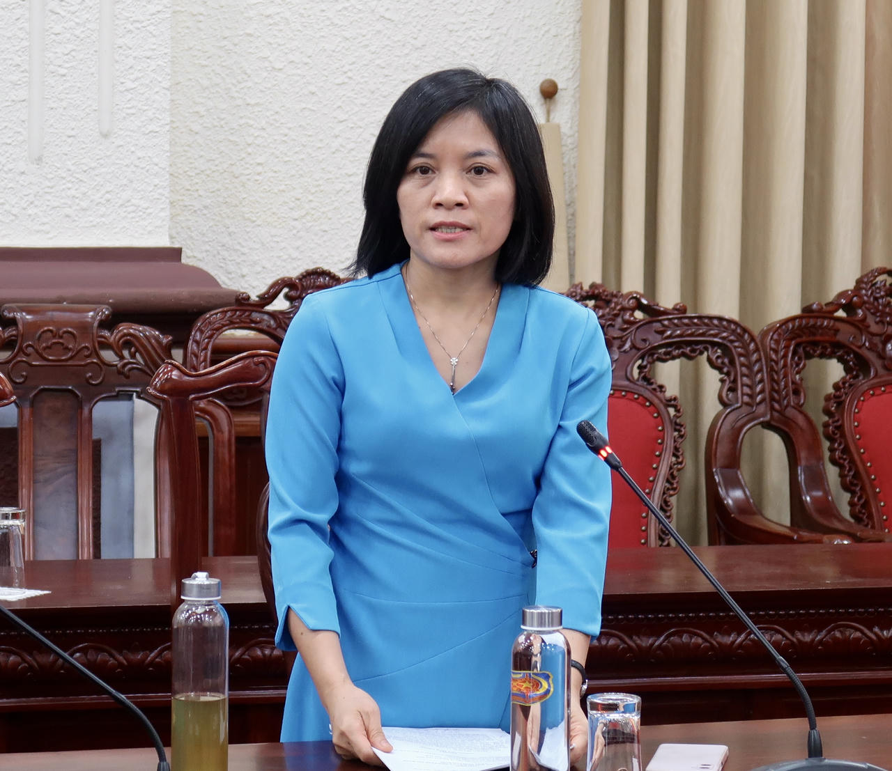 Đại diện Cục Hành chính tư pháp phát biểu tại cuộc họp.