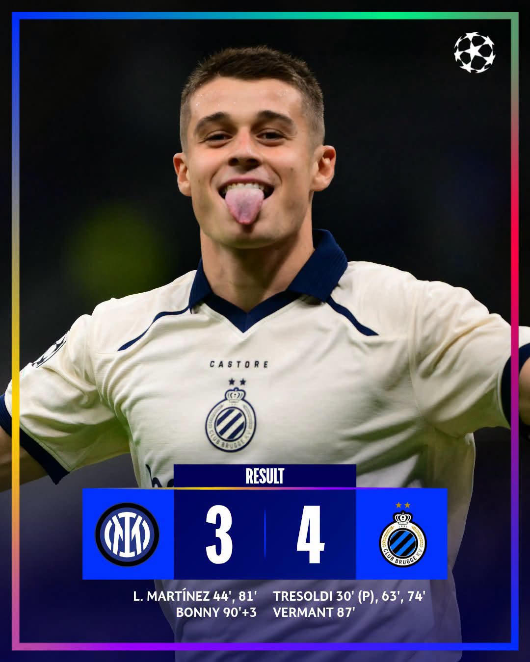 Inter Milan đã để thua trong trận cầu nghẹt thở với nhiều bàn thắng (Ảnh UCL)