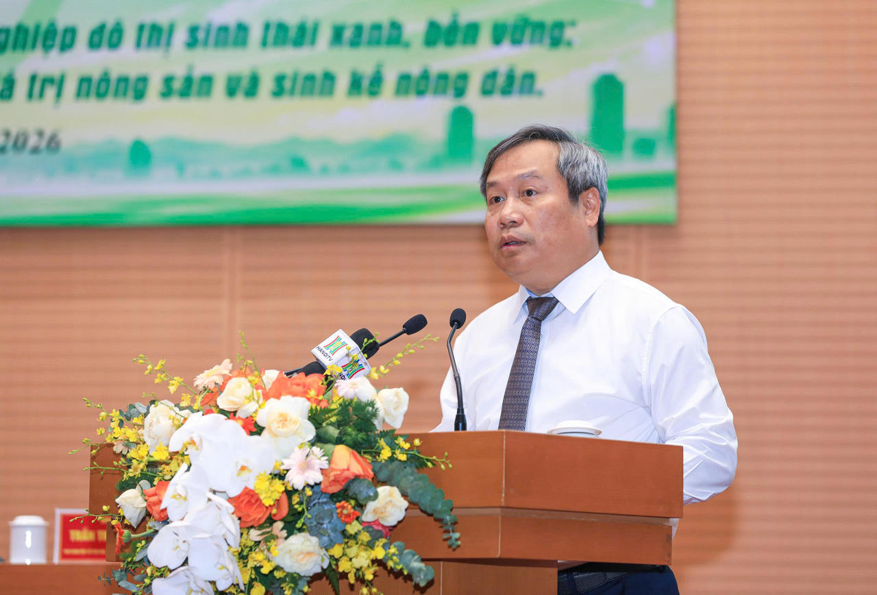 Chủ tịch UBND TP Hà Nội Vũ Đại Thắng phát biểu tại hội nghị.