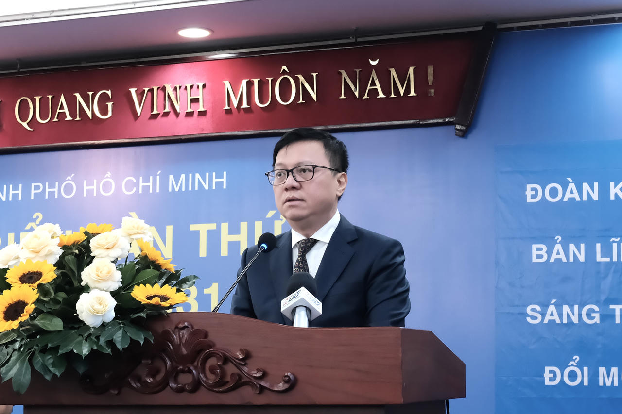 Ông Lê Quốc Minh phát biểu tại Đại hội. Ảnh: Thu Uyên