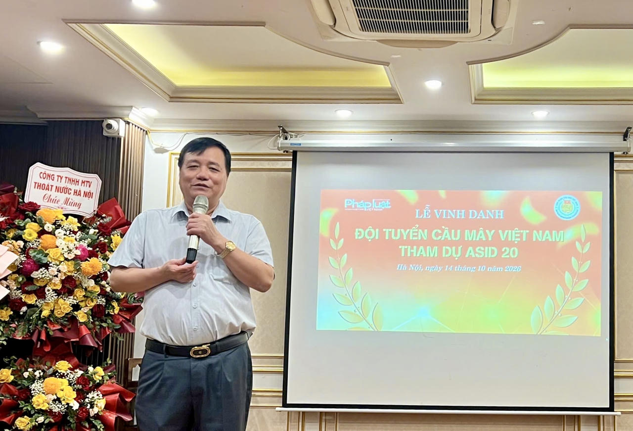 Ông Nguyễn Văn Hiều – Chủ tịch Liên đoàn Cầu mây Việt Nam phát biểu tại Lễ vinh danh Đội tuyển Cầu mây Việt Nam tham dự ASIAD 20.