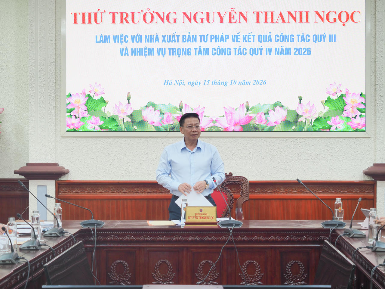Thứ trưởng Nguyễn Thanh Ngọc kết luận buổi làm việc.