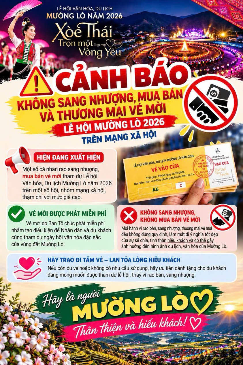 Cảnh giác với tình trạng rao bán vé mời Lễ hội Mường Lò 2026 (Ảnh: BTC).