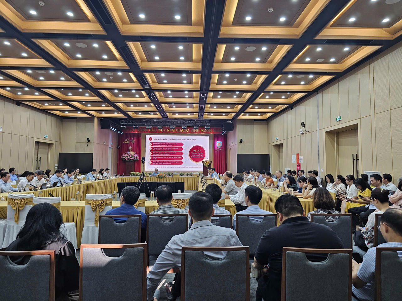 Các đại biểu tham dự tại điểm cầu Bộ Tư pháp. Ảnh: Hoàng Thư