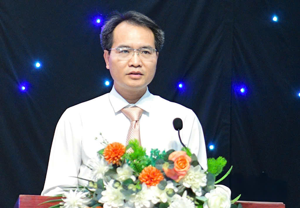 Ông Nguyễn Toàn Thắng - Phó Giám đốc Sở Khoa học và Công nghệ tỉnh Ninh Bình phát biểu tại hội nghị (Ảnh: Trường Giang)