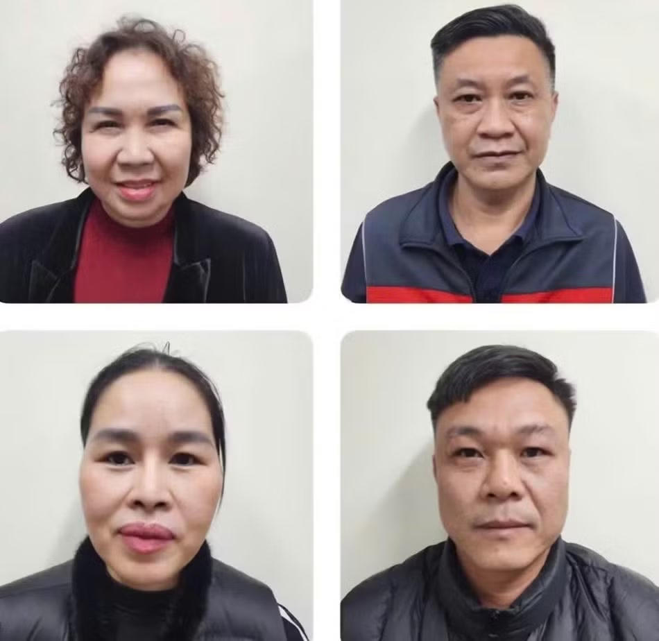 Nữ "đại gia" xăng dầu Chu Thị Thành (trên cùng, bên trái) và một số bị cáo liên quan. Ảnh: Bộ Công an.