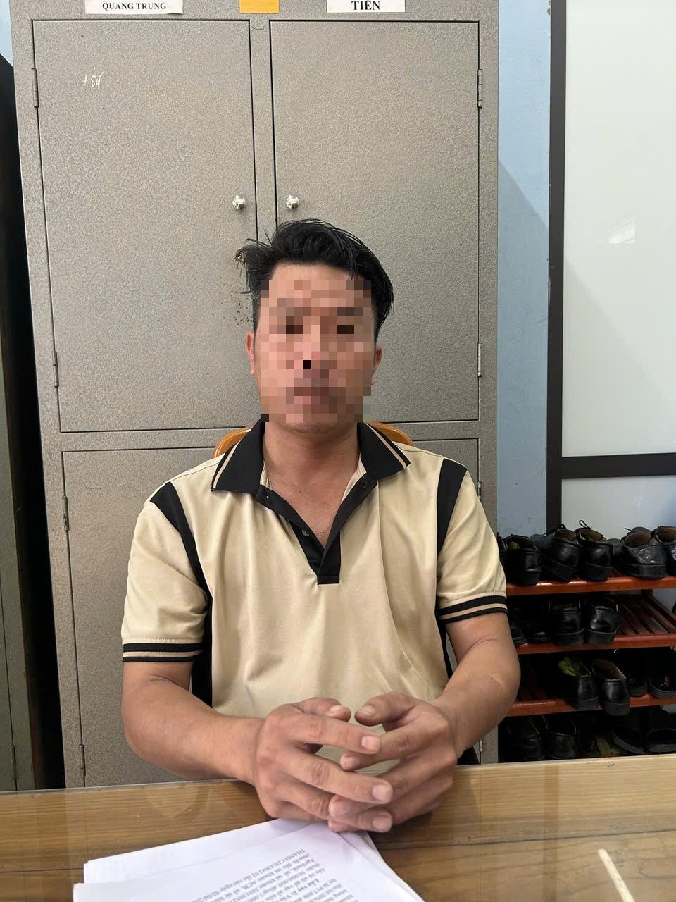 Nguyễn Thanh Hải tại cơ quan công an. (Ảnh: CA tỉnh Quảng Trị)