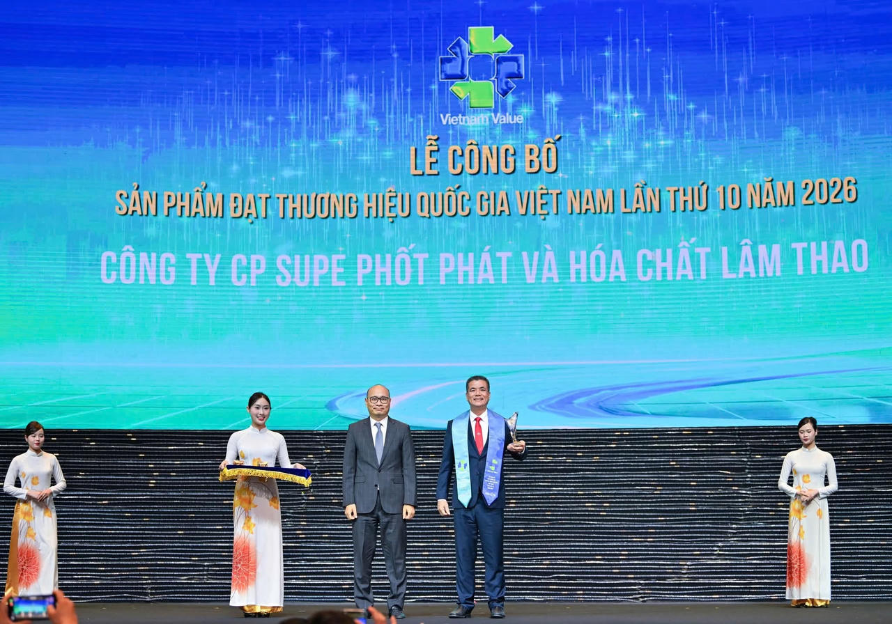 Hai dòng phân bón chủ lực của Supe Lâm Thao được vinh danh tại Thương hiệu Quốc gia 2026