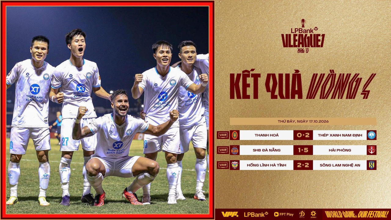 Vòng 4 V.League 2026/27: Cạnh tranh điểm số ngày càng quyết liệt