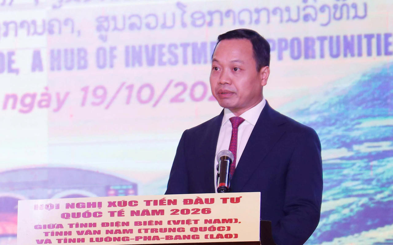 Bí thư Tỉnh ủy Điện Biên Trần Tiến Dũng phát biểu tại hội nghị (Ảnh: CT).
