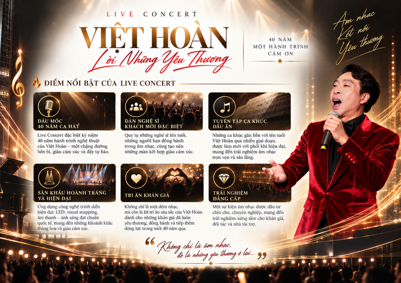 Nghệ sĩ Việt Hoàn kỷ niệm 40 năm ca hát với Live Concert "Lời những thương yêu"
