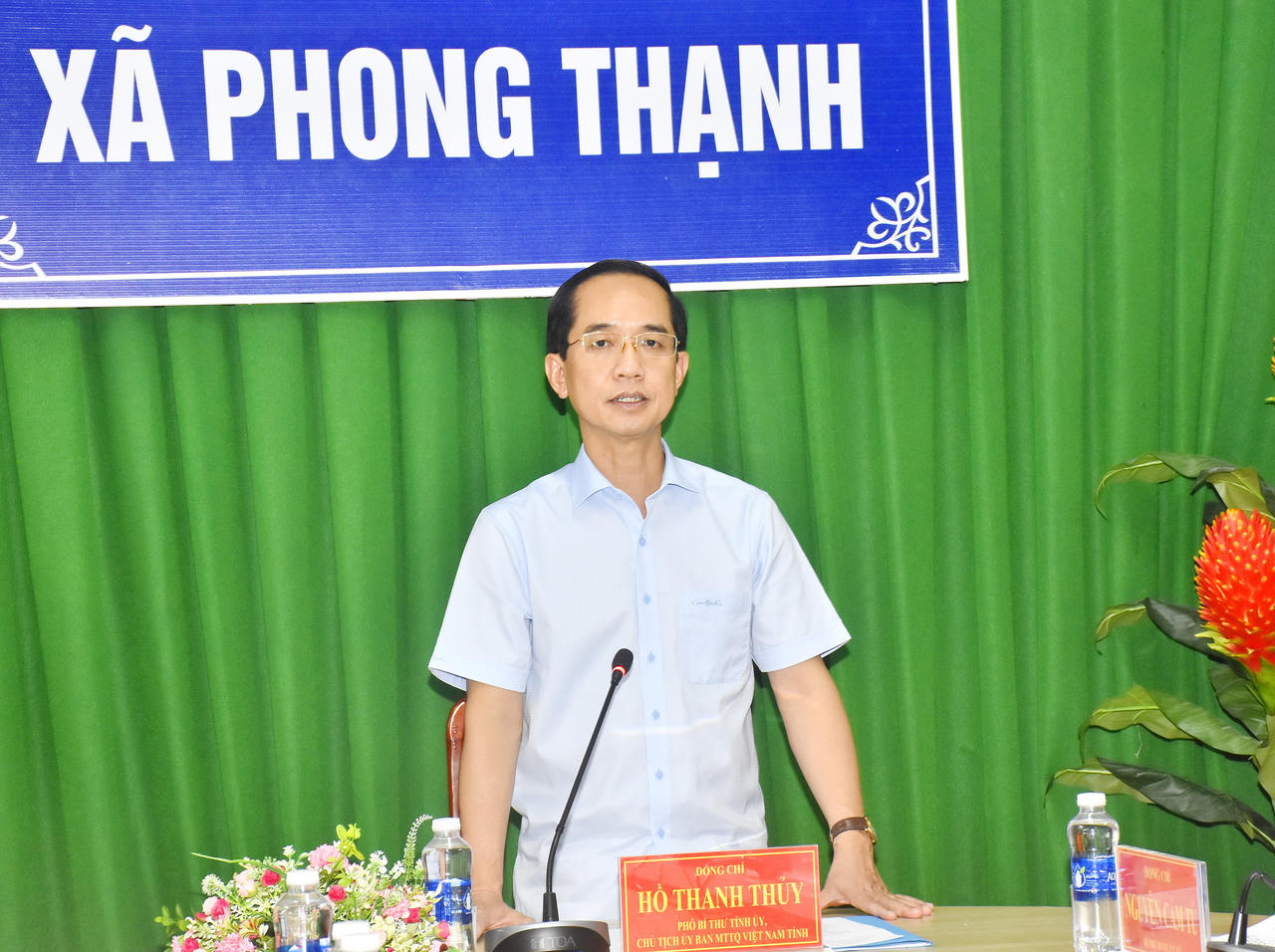 Ông Hồ Thanh Thủy - Phó Bí thư Tỉnh ủy, Chủ tịch Ủy ban MTTQ Việt Nam tỉnh Cà Mau, phát biểu kết luận buổi làm việc (Ảnh: T.N).